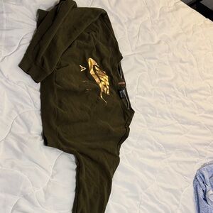 Nike Olive Green Sweatshirt with Metallic Gold Logo